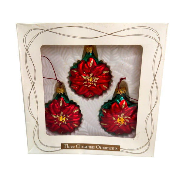 Vintage NOS Dayton Hudson Wreath Blown Glass Christmas Ornaments Red Green Set 3 - Picture 2 of 6